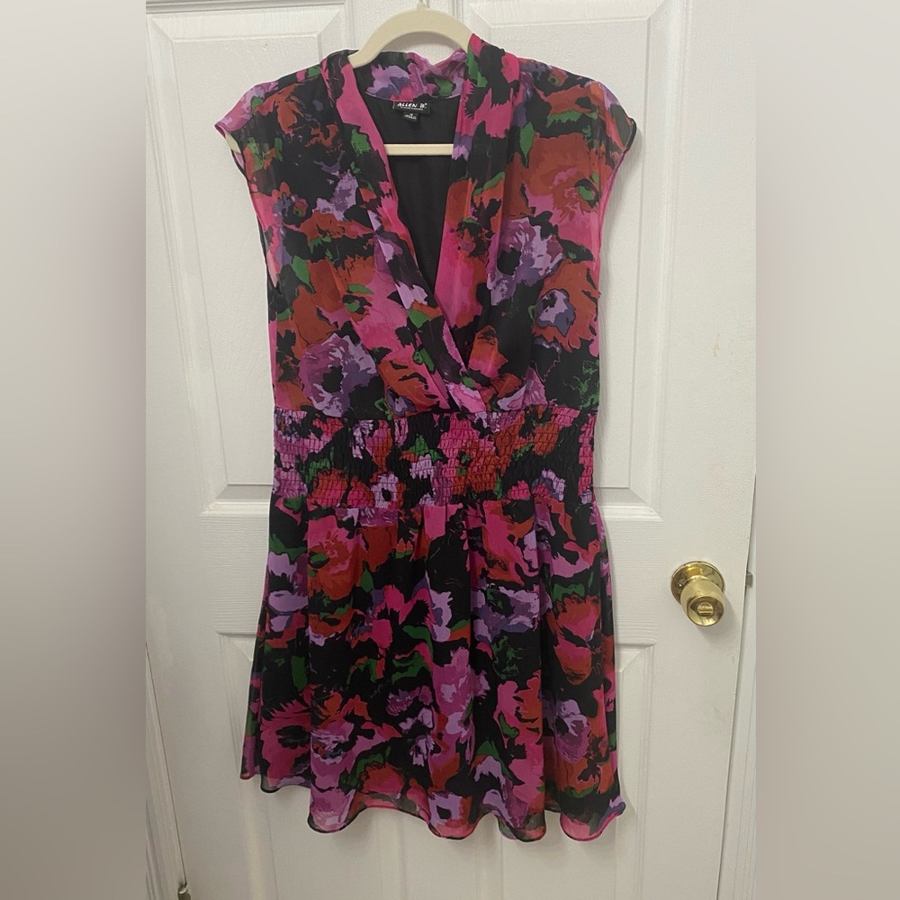 Black pink purple flower dress